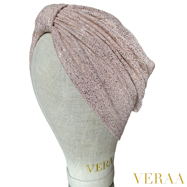 Jersey pink turban with removable bow