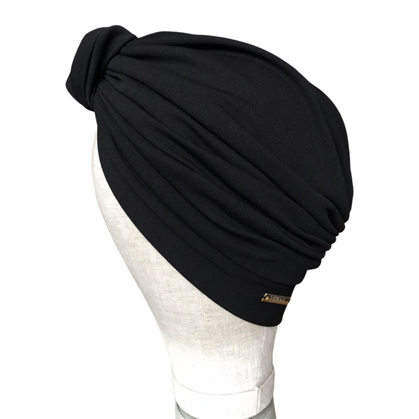 Black top wrap crepe turban