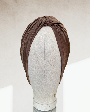 Rust brown cross turban