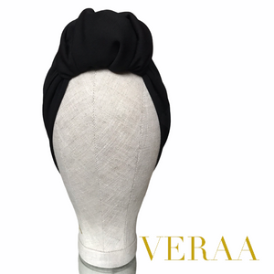 Black top wrap crepe turban