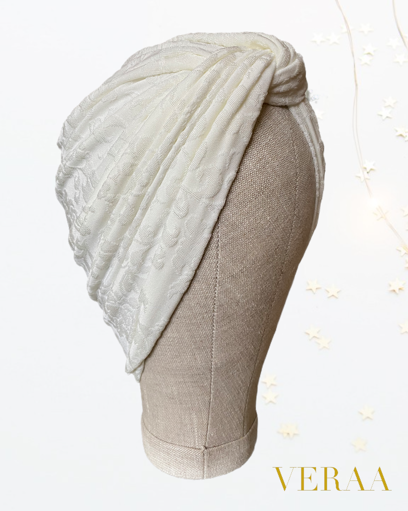 Cross Ivory Texture Turban – Veraa London