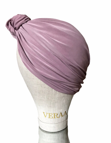 Mauve top knot turban