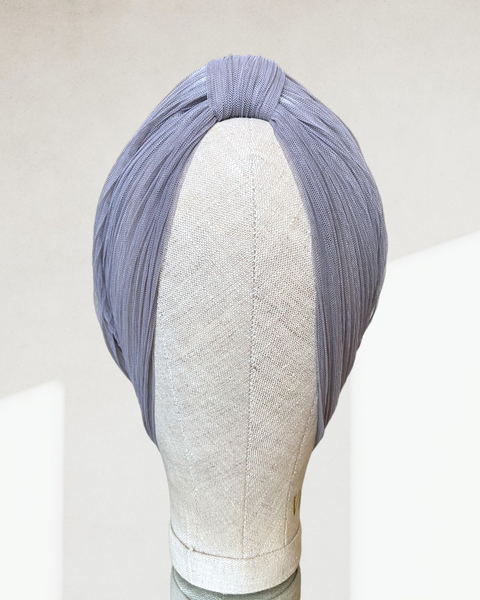 Grey Tulle pleated turban