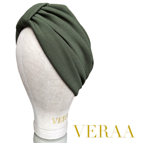 Khaki crepe turban